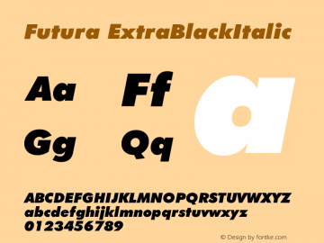 Futura ExtraBlackItalic Version 003.001图片样张