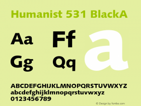 Humanist 531 BlackA Version 003.001 Font Sample