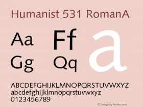 Humanist 531 RomanA Version 003.001 Font Sample