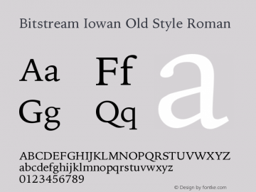 Bitstream Iowan Old Style Roman Version 003.001 Font Sample