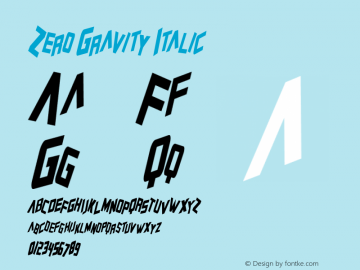 Zero Gravity Italic Macromedia Fontographer 4.1 2/10/99图片样张