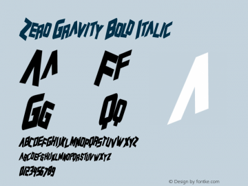 Zero Gravity Bold Italic Macromedia Fontographer 4.1 2/10/99图片样张