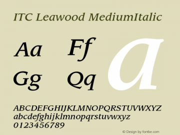 ITC Leawood MediumItalic Version 2.0-1.0 Font Sample