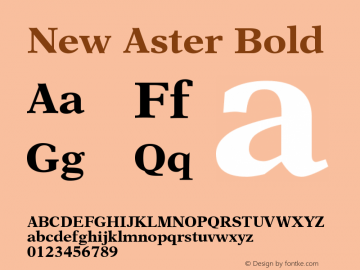 New Aster Bold Version 001.001 Font Sample