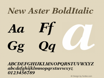 New Aster BoldItalic Version 001.001 Font Sample