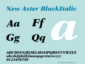 New Aster BlackItalic Version 001.001 Font Sample