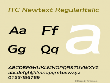 ITC Newtext RegularItalic Version 003.001图片样张