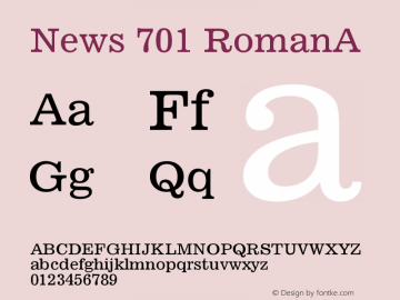 News 701 RomanA Version 003.001 Font Sample