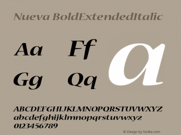 Nueva BoldExtendedItalic Version 001.000 Font Sample