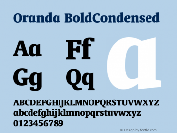 Oranda BoldCondensed Version 003.001 Font Sample