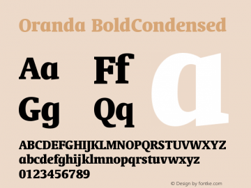 Oranda BoldCondensed Version 003.001 Font Sample