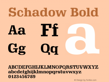 Schadow Bold Version 003.001 Font Sample