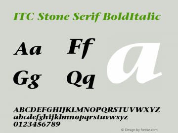ITC Stone Serif BoldItalic Version 001.002 Font Sample
