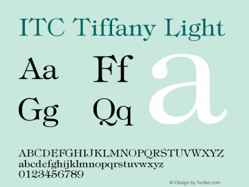 ITC Tiffany Light Version 003.001 Font Sample