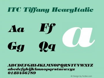 ITC Tiffany HeavyItalic Version 003.001 Font Sample