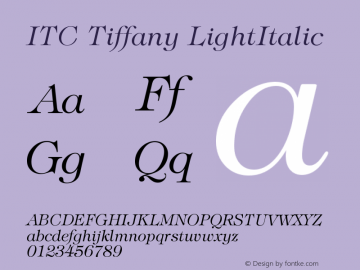 ITC Tiffany LightItalic Version 003.001 Font Sample