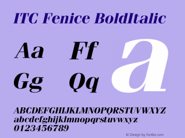 ITC Fenice BoldItalic Version 003.001 Font Sample