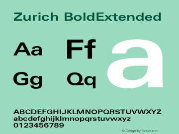Zurich BoldExtended Version 003.001 Font Sample
