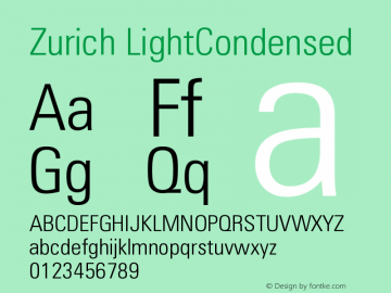 Zurich LightCondensed Version 003.001图片样张