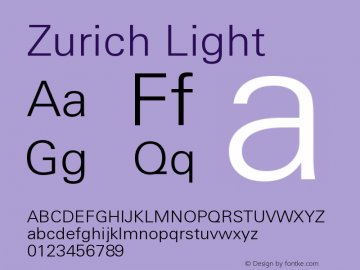 Zurich Light Version 003.001 Font Sample