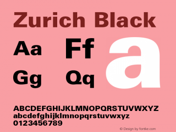Zurich Black Version 003.001 Font Sample