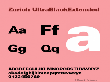 Zurich UltraBlackExtended Version 003.001 Font Sample