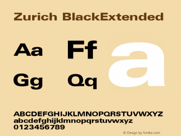 Zurich BlackExtended Version 003.001 Font Sample