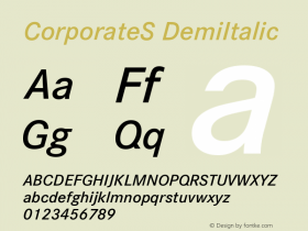 CorporateS DemiItalic Version 001.004 Font Sample