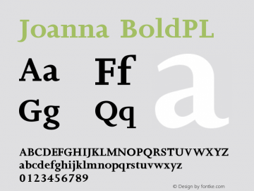 Joanna BoldPL Version 001.000 Font Sample