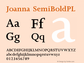 Joanna SemiBoldPL Version 001.000 Font Sample