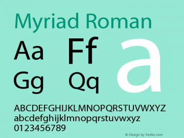 Myriad Roman Version 001.000 Font Sample