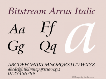 Bitstream Arrus Italic Version 003.001图片样张