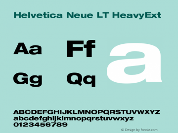 Helvetica Neue LT HeavyExt Version 006.000 Font Sample