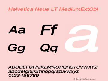 Helvetica Neue LT MediumExtObl Version 006.000 Font Sample