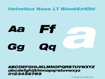 Helvetica Neue LT BlackExtObl Version 006.000图片样张