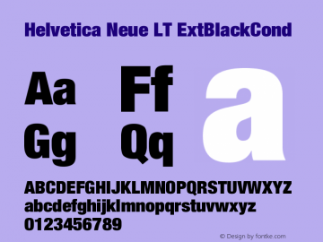 Helvetica Neue LT ExtBlackCond Version 006.000 Font Sample