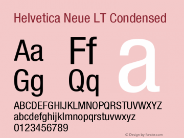 Helvetica Neue LT Condensed Version 006.000 Font Sample