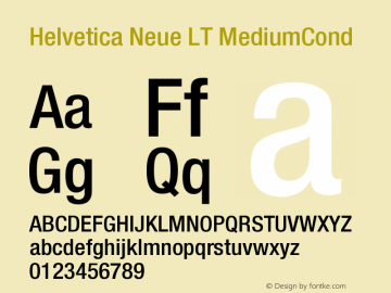 Helvetica Neue LT MediumCond Version 006.000 Font Sample