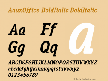 AauxOffice-BoldItalic BoldItalic Version 001.000 Font Sample