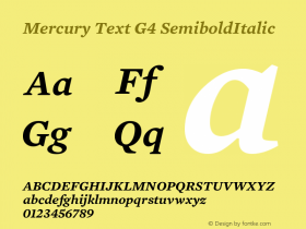 Mercury Text G4 SemiboldItalic Version 001.000图片样张