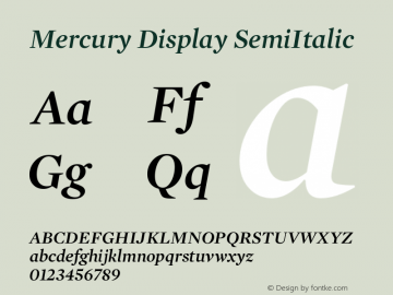 Mercury Display SemiItalic Version 001.000 Font Sample