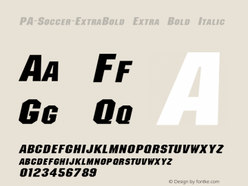 PA-Soccer-ExtraBold Extra Bold Italic Version 1.0图片样张