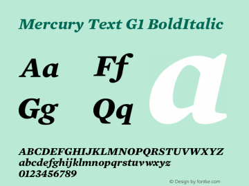 Mercury Text G1 BoldItalic Version 001.000 Font Sample