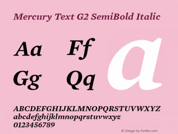 Mercury Text G2 SemiBold Italic 001.000 Font Sample
