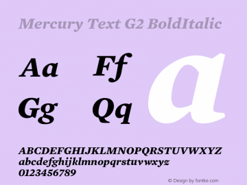 Mercury Text G2 BoldItalic Version 001.000 Font Sample