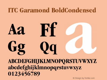 ITC Garamond BoldCondensed Version 001.000 Font Sample