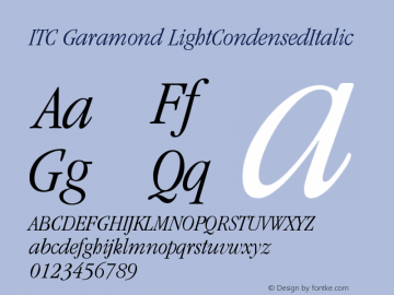 ITC Garamond LightCondensedItalic Version 001.000图片样张