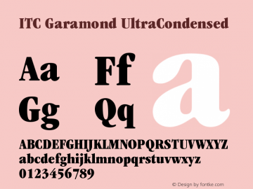 ITC Garamond UltraCondensed Version 001.000 Font Sample