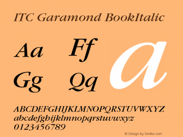 ITC Garamond BookItalic Version 001.000 Font Sample