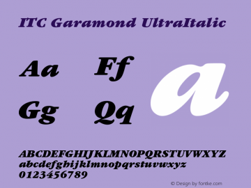 ITC Garamond UltraItalic Version 001.000 Font Sample